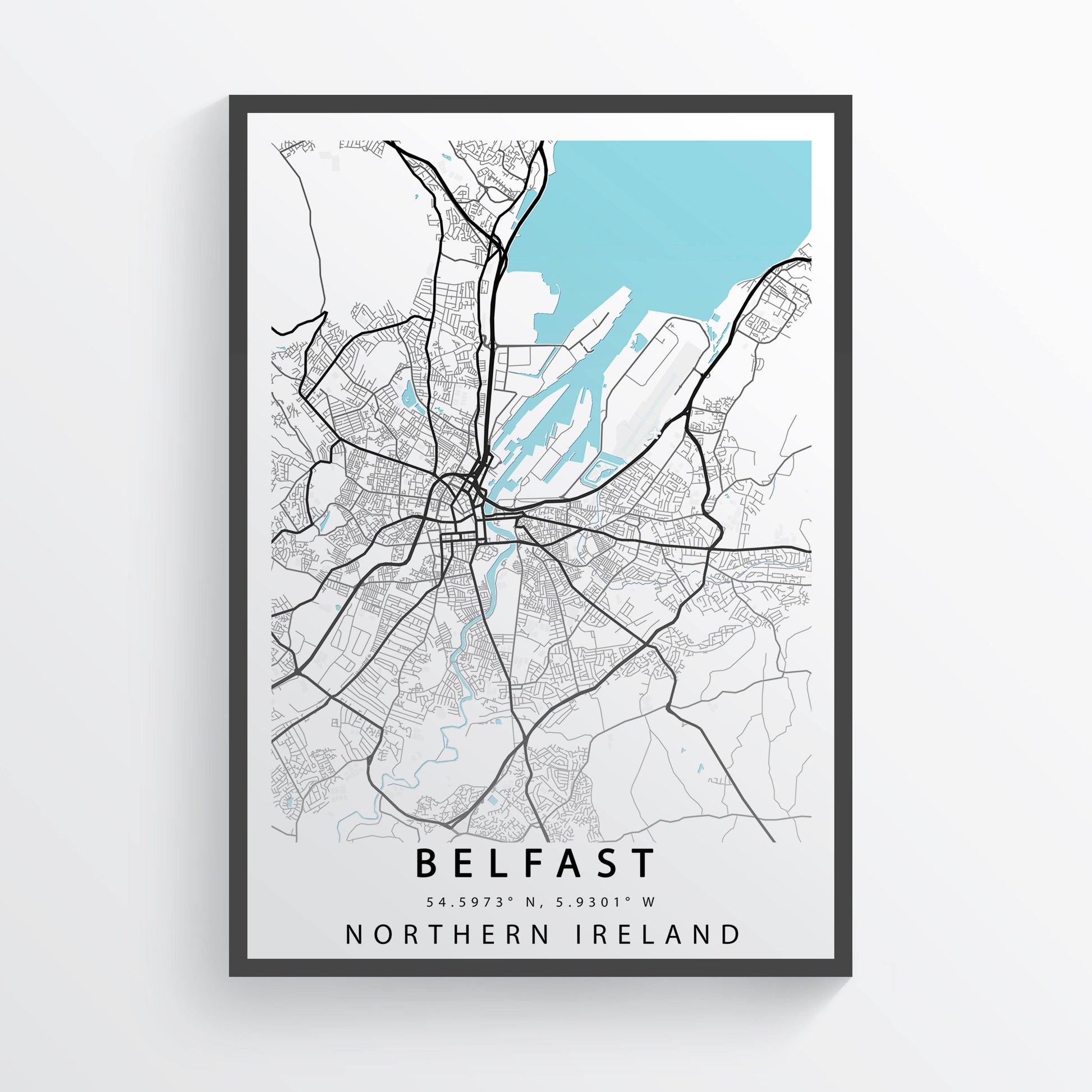 BELFAST City Map Print | Belfast Street Road | England Poster Art | Belfast Wall Art | Variety Sizes - 98types