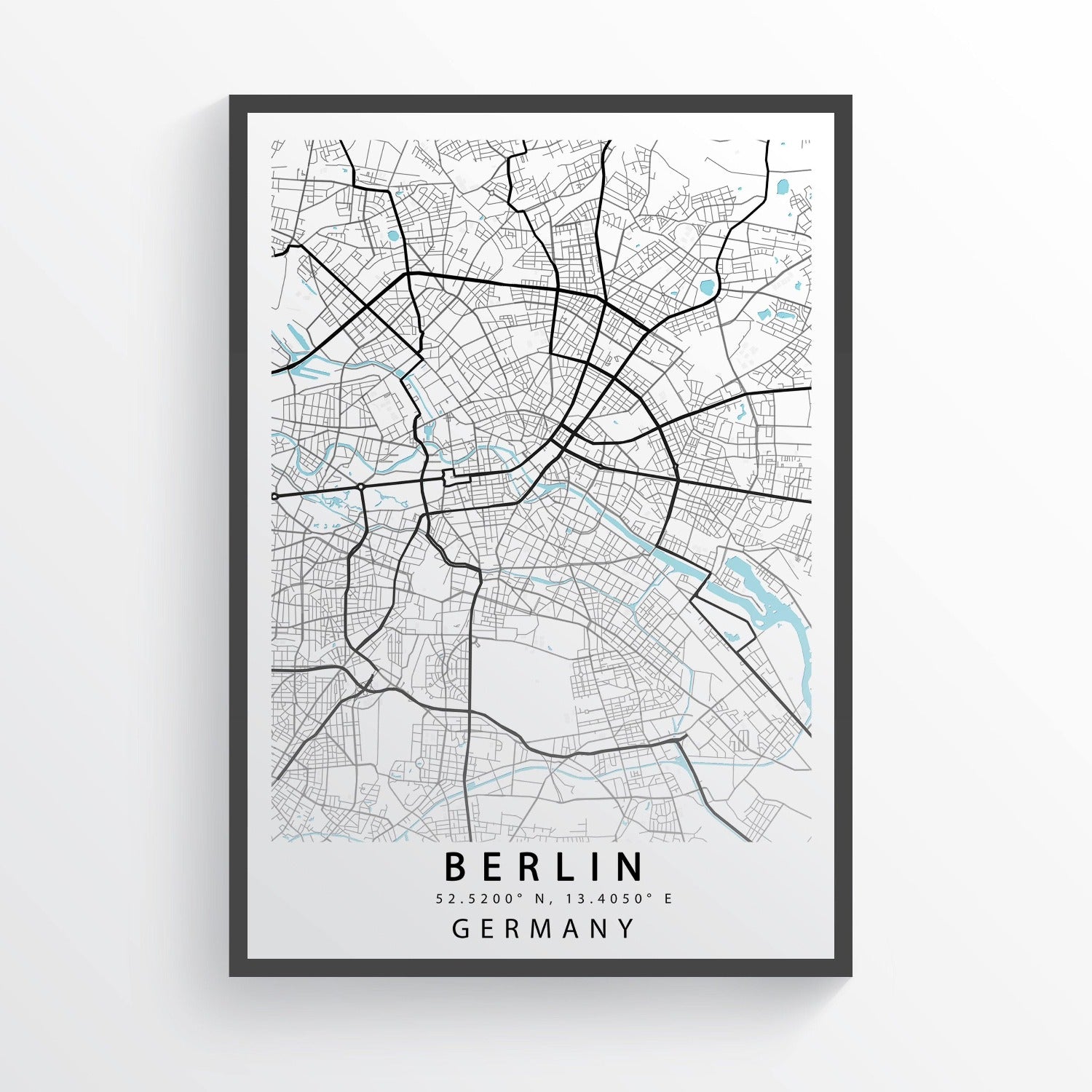 BERLIN Germany Map Poster | Map Wall Art Brandenburg | City Street Road Map Print | Variety Sizes - 98types