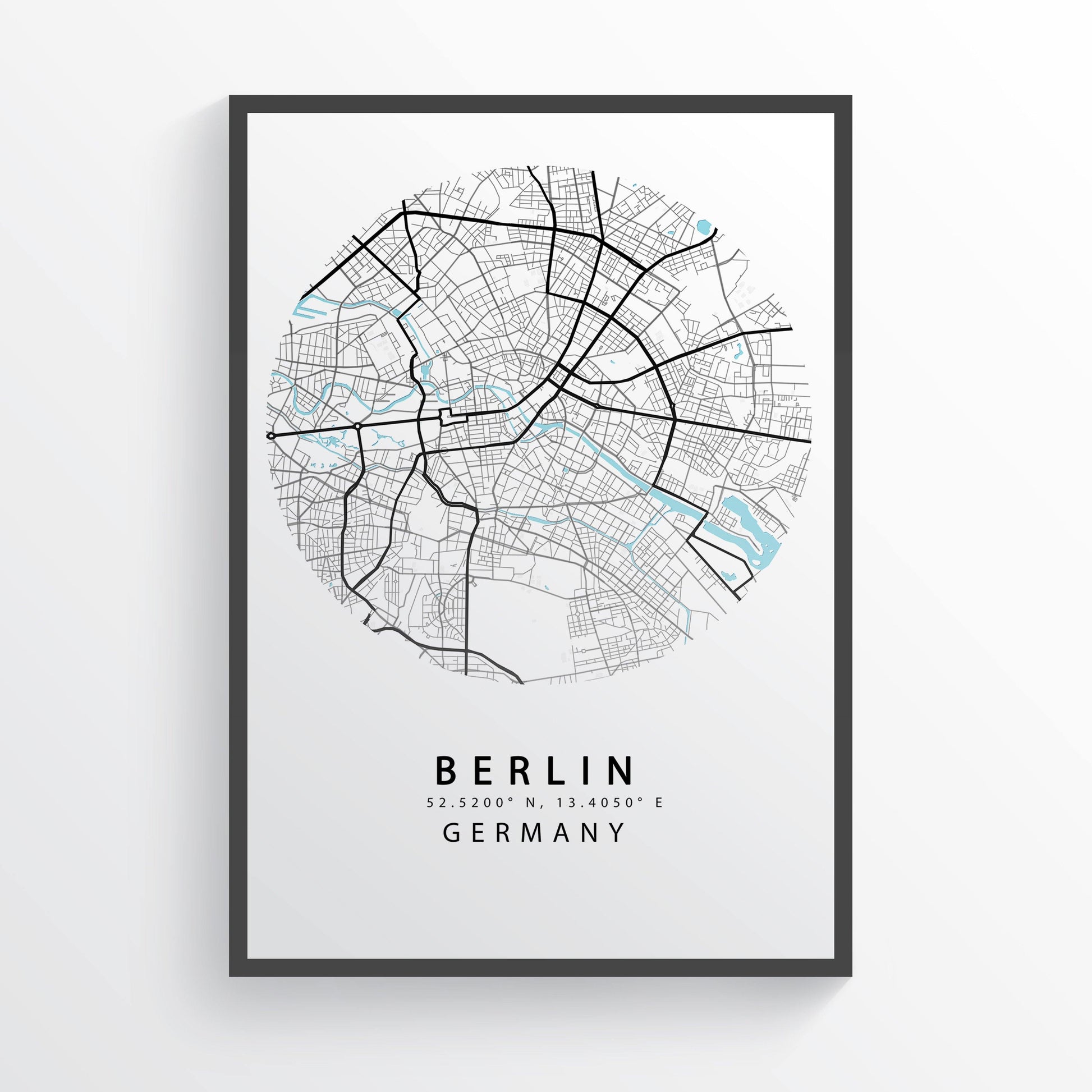 BERLIN Germany Map Poster | Map Wall Art Brandenburg | City Street Road Map Print | Variety Sizes - 98types
