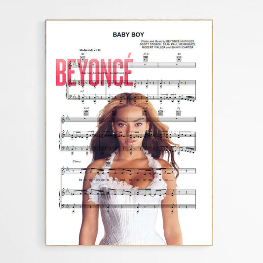 Beyoncé - Baby Boy Print | Sheet Music Wall Art | Song Music Sheet Notes Print