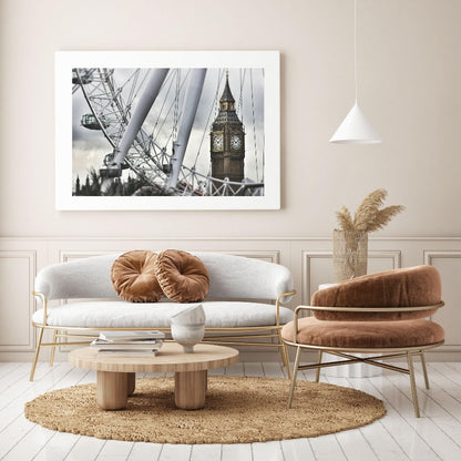 Decorate your home with this stunning London Eye & Big Ben Print. This print is perfect for anyone who loves London or wants to bring a little bit of London into their home. With its beautiful colors and intricate details, this print is sure to make a statement in any room.