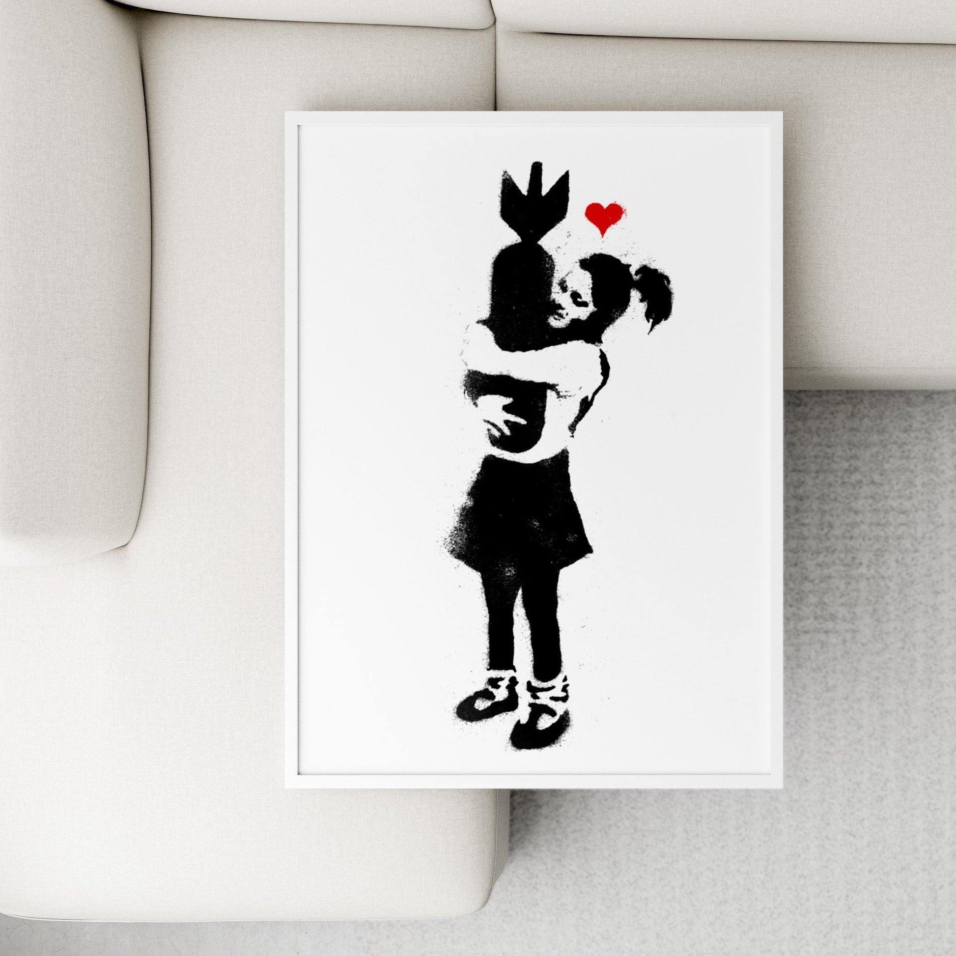Bored of the same old art? Check out our latest design. With a street art twist, our Hugging Bomb design will add some life to your walls. Printed on high quality paper, this poster is perfect for any street art enthusiast.