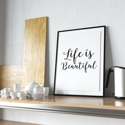 LIFE IS BEAUTIFUL Print | Happy Poster Wall Art | Home Decor Poster | Typography Print | Quote Print - 98types