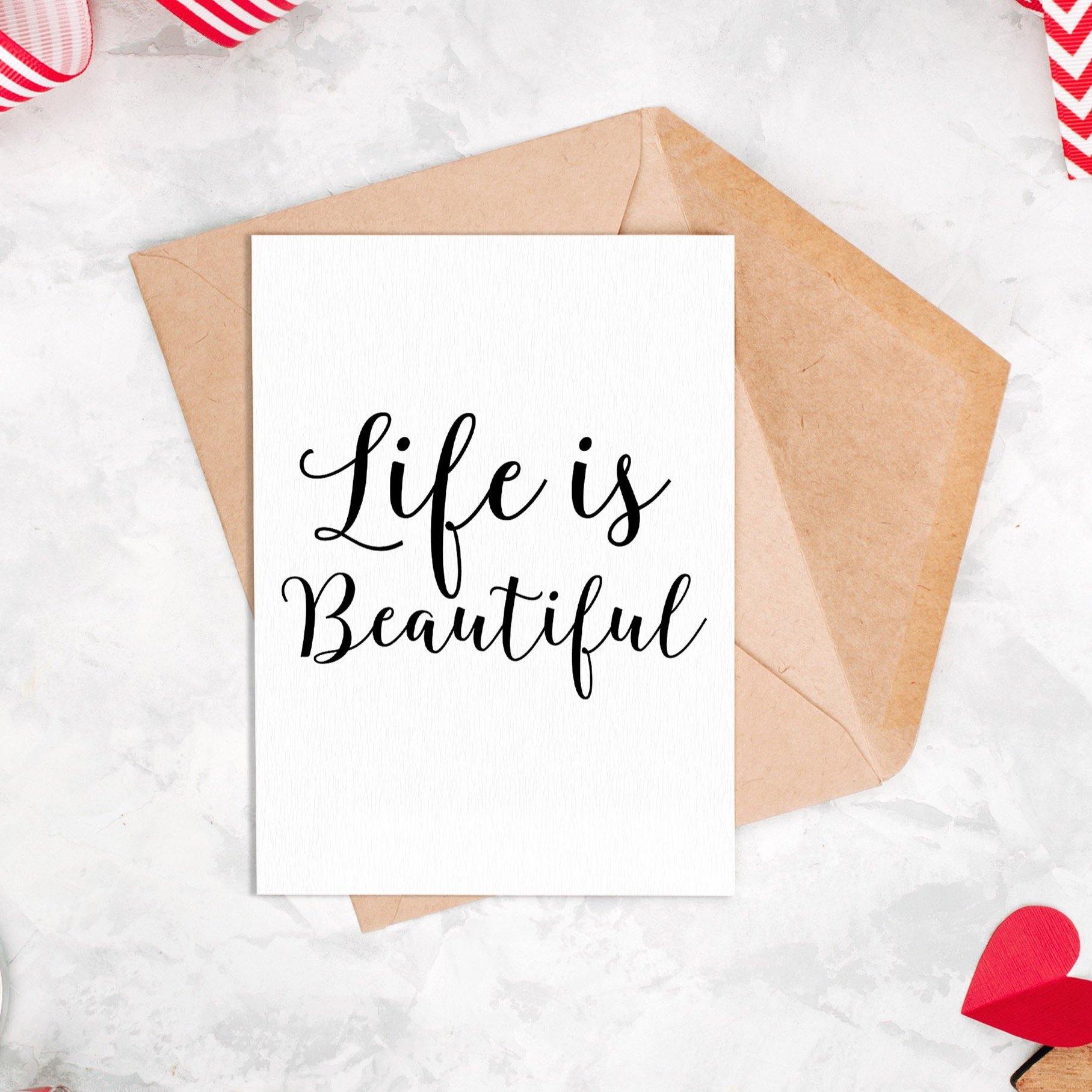 LIFE IS BEAUTIFUL Print | Happy Poster Wall Art | Home Decor Poster | Typography Print | Quote Print