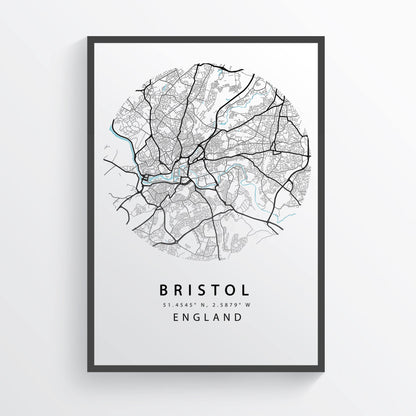 BRISTOL City Street Map Art | Bristol Poster | Britain Print  |Variety Sizes - 98types