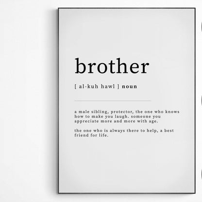 Brother Definition, Prints, Wall Art Print, Quote Print, Definition Print, Minimalist, Minimalist Print, Brother Gift, Family Print, Brother