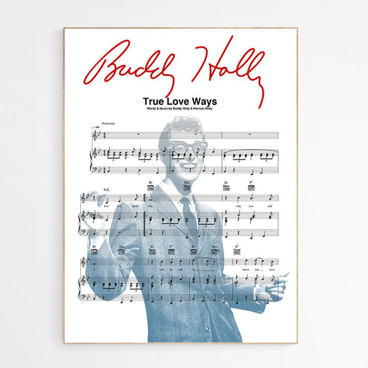 Buddy Holly true love ways Song Print - 98types