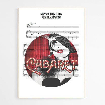 Maybe This Time Cabaret Liza Minnelli Print | Sheet Music Wall Art | Song Music Sheet Notes Print