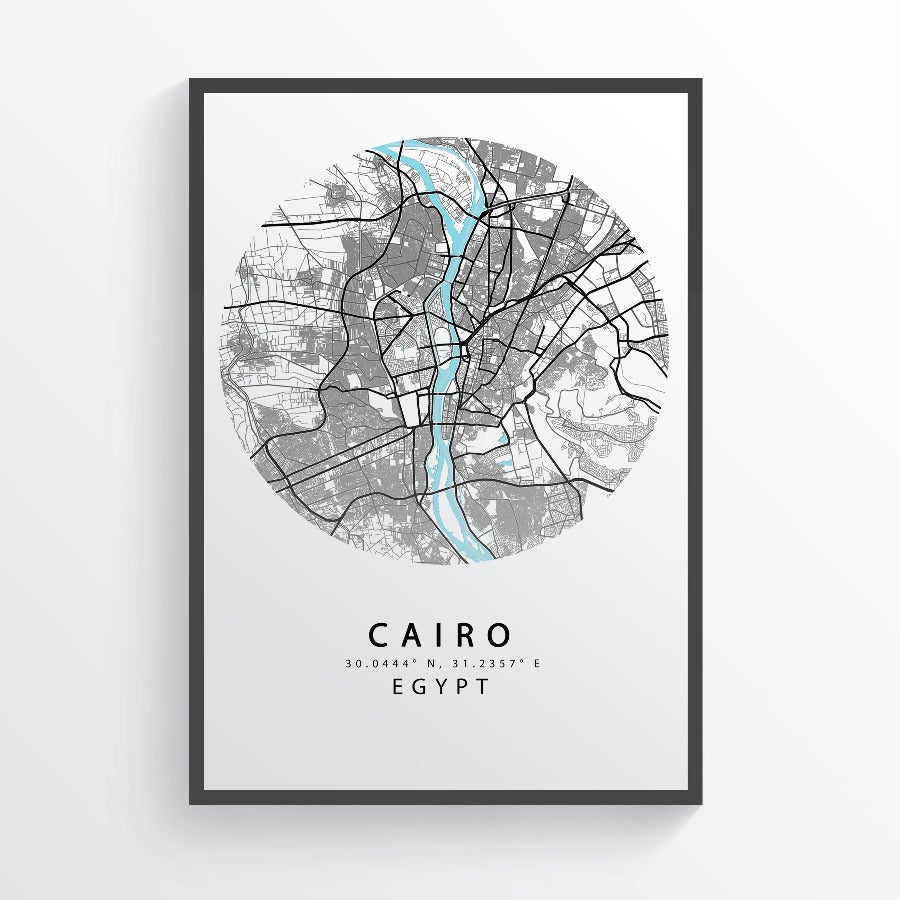 CAIRO Map Print | Egypt Map Art Poster | Cairo City Street | Egypt Road Map Print | Variety Sizes