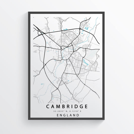 CAMBRIDGE City Map Print | Cambridge Street Road | England  Poster Art | Cambridge Wall Art  | Variety Sizes - 98types