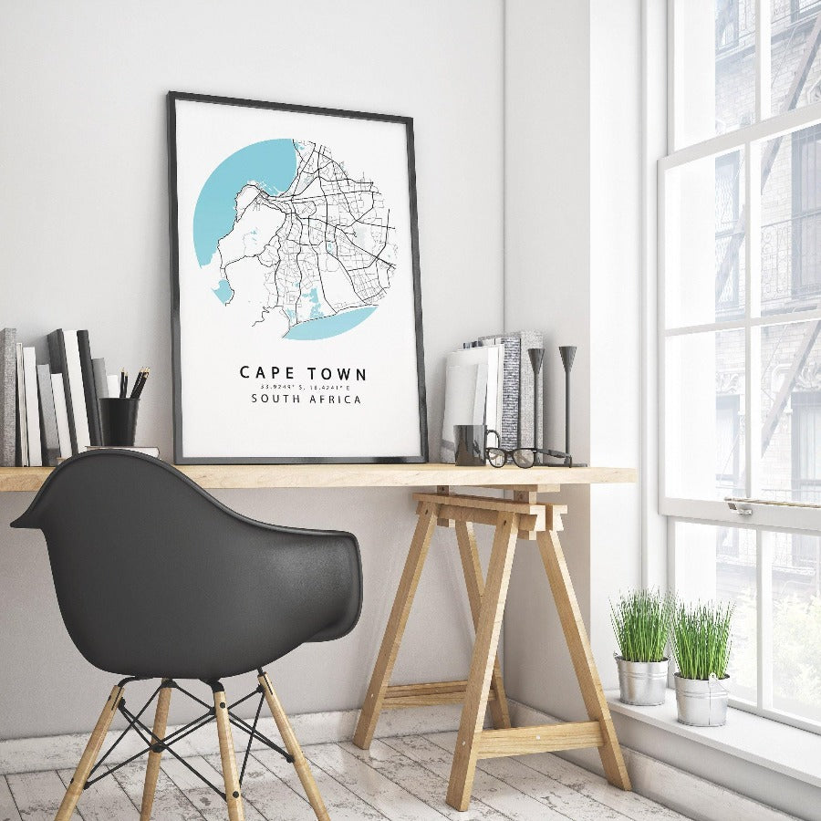 Cape Town Map Print | South Africa Map Art Poster | Cape Town City Street | South Africa Road Map Print |city map prints, map posters of cities, city map poster, maps of cities , map of city poster