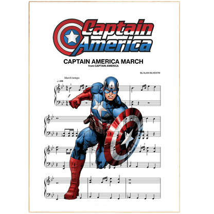 Add a nostalgic touch to your home with this Captain America Main Theme Poster. Featuring music, art lyrics, and favorite song lyrics, this poster is perfect for any Marvel fan. Let the nostalgia fill your home every time you see it displayed. Show off your love for the classic Captain America main theme with everyone who visits. This poster is sure to become an instant conversation starter among friends and family!