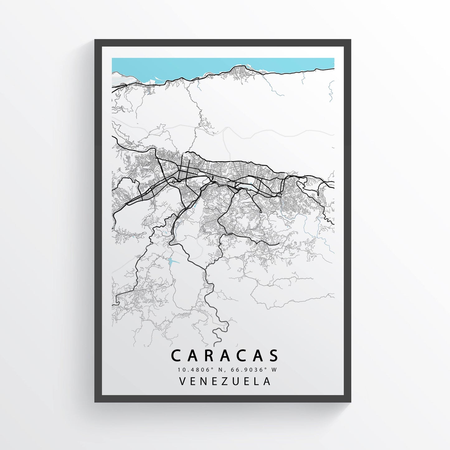 Caracas Venezuela Map Print | Map Art Poster | Santiago de León | City Street Road Map Print | Variety Sizes - 98types