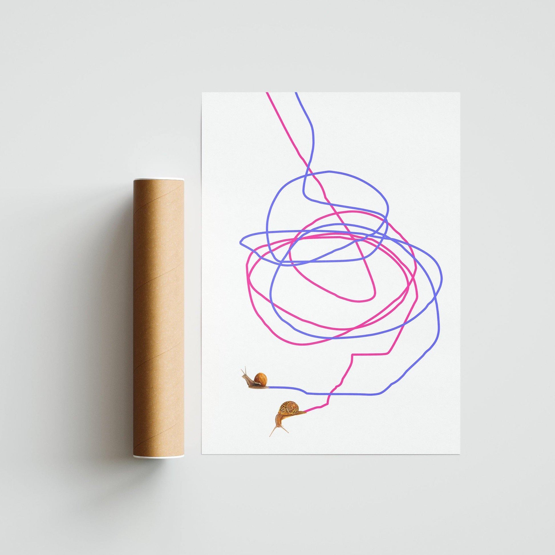 Snail Race Couple Poster | Funny Positivity Postcard | Snail Wall Decor | Colourful Wall Art | Valentines Gift Poster - 98types