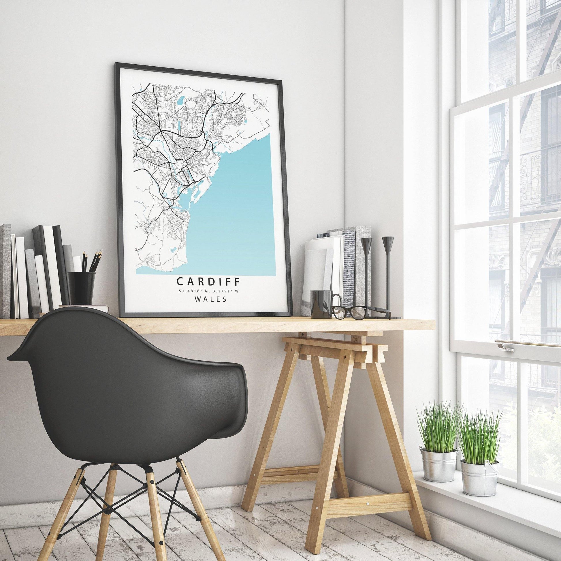 CARDIFF Map Print | Cardiff Street City Road | BRITAIN Poster Art | Cardiff Wall Art  | Variety Sizes - 98types