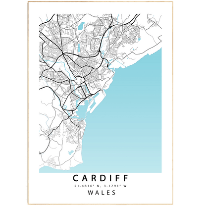 CARDIFF Map Print | Cardiff Street City Road | BRITAIN Poster Art | Cardiff Wall Art | Variety Sizes | City Map Wall Art | Premium Wall Decor | Magnet or Greeting Card.