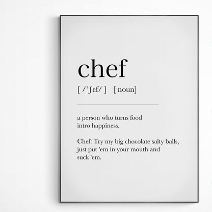 Chef Definition Print | Dictionary Art Poster | Wall Home Decor Print | Funny Gifts Quote | Greeting Card | Variety Sizes - 98types