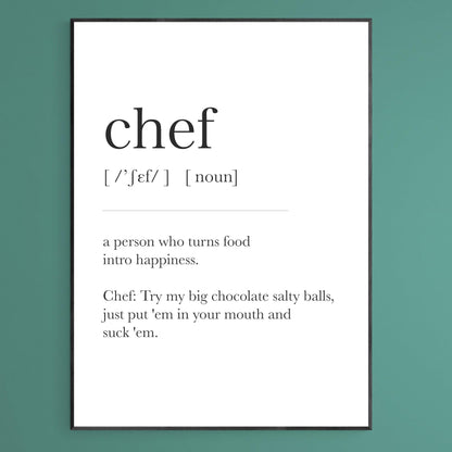 Chef Print, Dictionary Art, Definition Meaning Print Quote, Motivational Poster Wall Art Decor, Best Gift For Best Friend