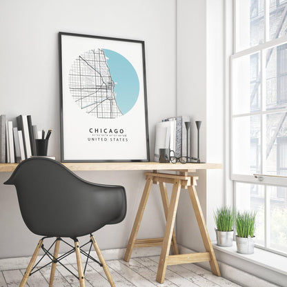 CHICAGO Map Print | Illinois Map Art Poster | Chicago City Street | America Road Map Printcity map prints, map posters of cities, city map poster, maps of cities , map of city poster
