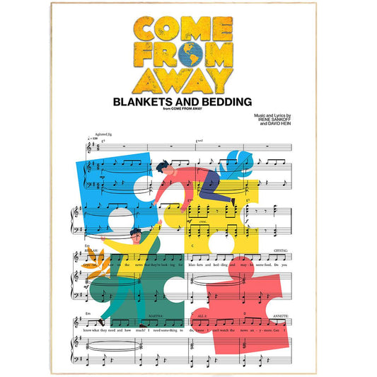 Come From Away - Blankets and Bedding Musical Song Print | Song Music Sheet Notes Print Everyone has a favorite song especially Come From Away Print and now you can show the score as printed staff. The personal favorite song sheet print shows the song chosen as the score. 