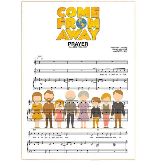 Come from Away is a Canadian musical, music and lyrics by Irene Sankoff and David Hein.  It is set in the week following the September 11 attacks and tells the true story of what transpired when 38 planes were ordered to land unexpectedly at Gander International Airport in the small town of Gander in the province of Newfoundland and Labrador, Canada as part of Operation Yellow Ribbon.