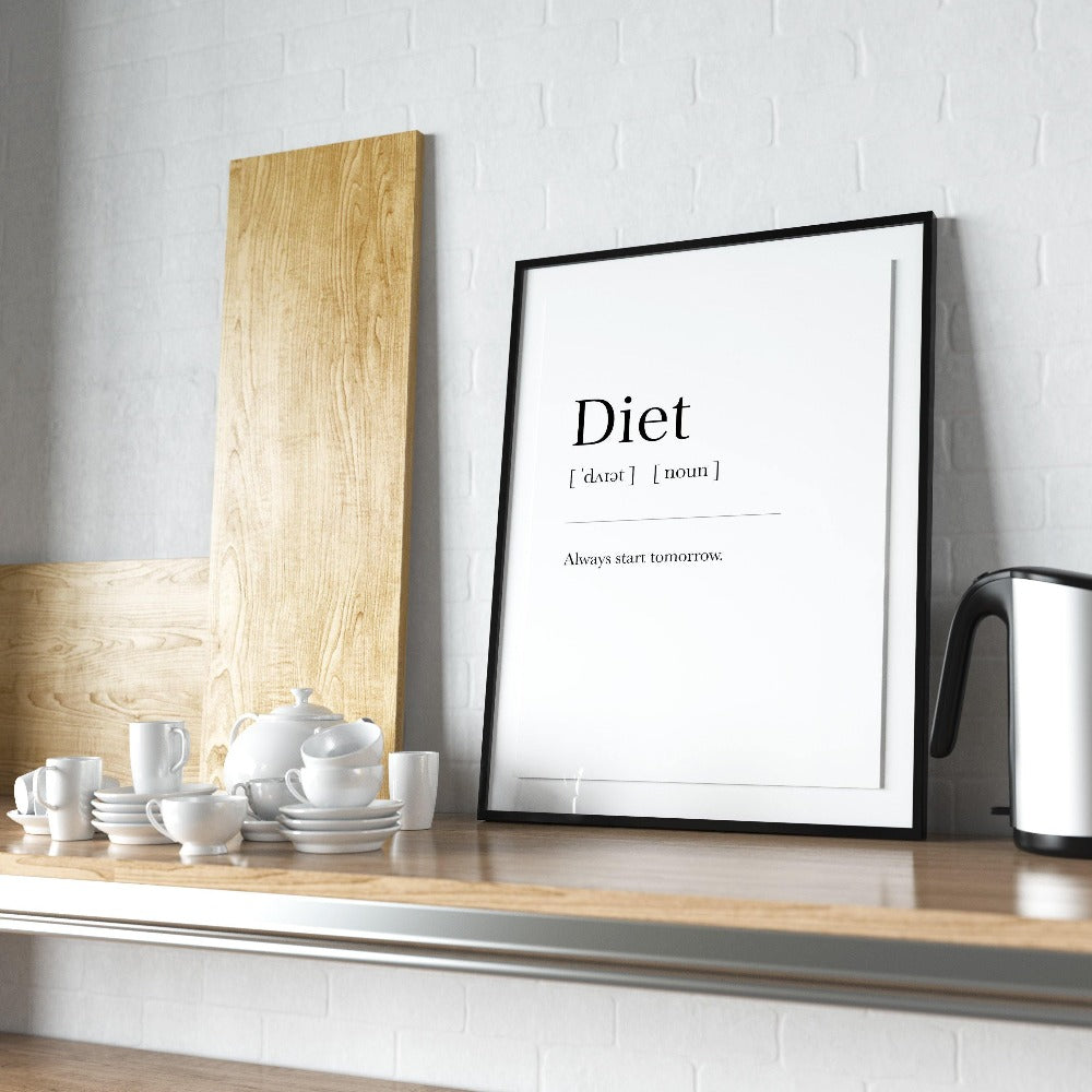 Diet Definition Print | Wall Art Print | Definition Prints | Kitchen Wall Prints | Housewarming Gift | Funny Prints - 98types