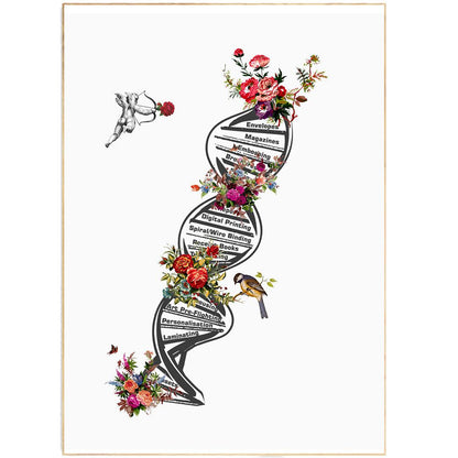 DNA Skeleton Anatomical Flowers Print - 98types