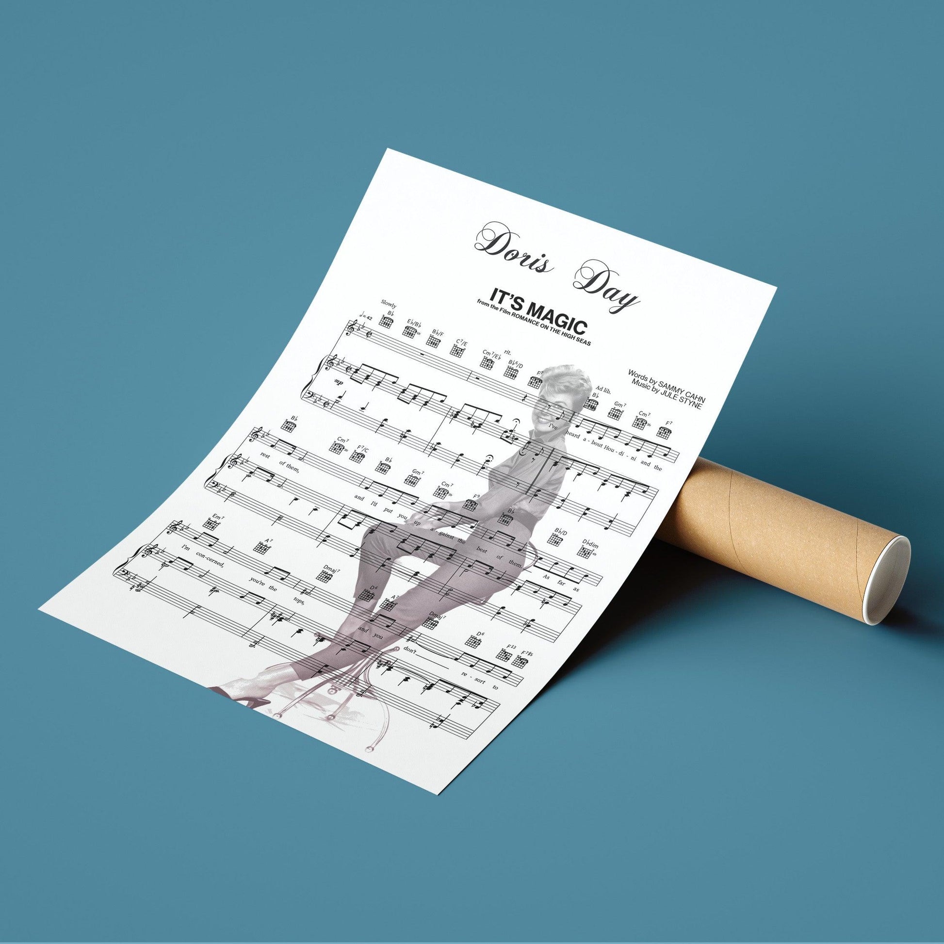 Doris Day - It's Magic Song Print | Song Music Sheet Notes Print Everyone has a favorite song especially Doris Day Print, and now you can show the score as printed staff. The personal favorite song sheet print shows the song chosen as the score. 
