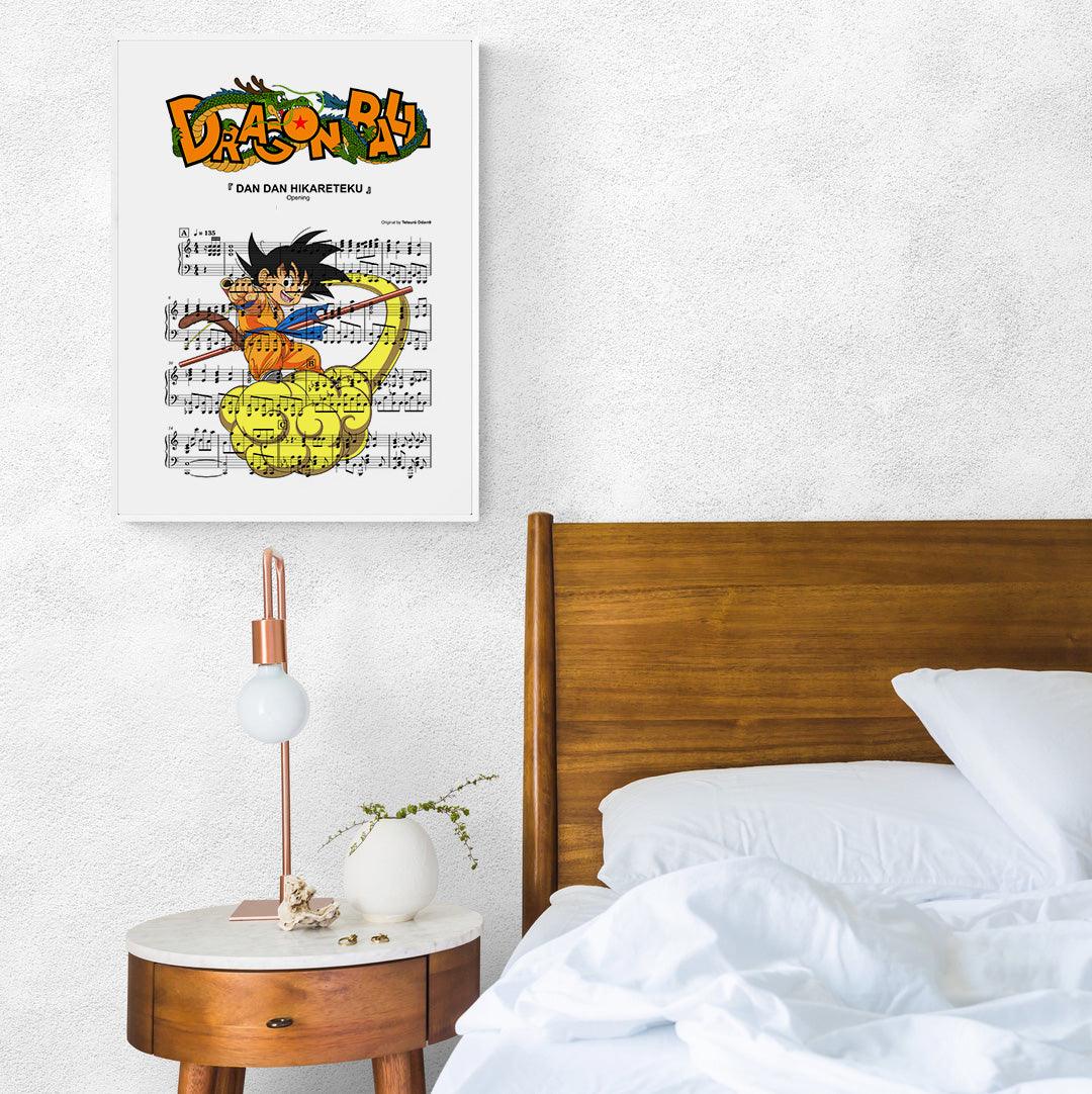 Bring a fun piece of art into your home with this Dragon Ball Main Theme Poster. Featuring lyrics from the classic theme song, this poster is perfect for anyone who loves music and art. The bright and vibrant colors can light up any room and are sure to bring a smile to your face every time you look at it. Whether you hang it in your bedroom, living room, or office, this poster is sure to delight any fan of the show. Get your hands on this poster now and add some fun artwork to your home!