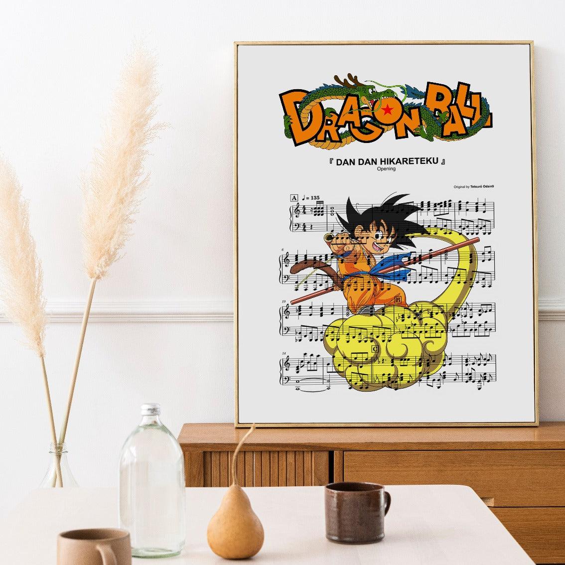 98Types Music has just released a beautiful new print, using the main theme from the popular anime Dragon Ball as an inspiration. As you may know, Dragon Ball is an iconic anime that follows the adventures of Goku as he protects the earth from evil. The main theme is a classic piece of music that is loved by many. This print would be the perfect addition to any fan's collection, or as a gift for a loved one who enjoys Dragon Ball.