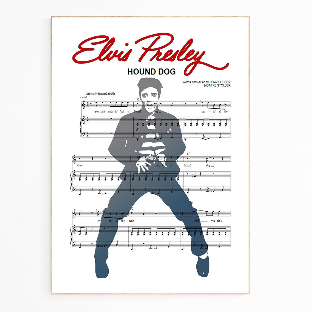 Elvis Presley • Hound Dog Song Lyric Print | Song Music Sheet Notes Print 