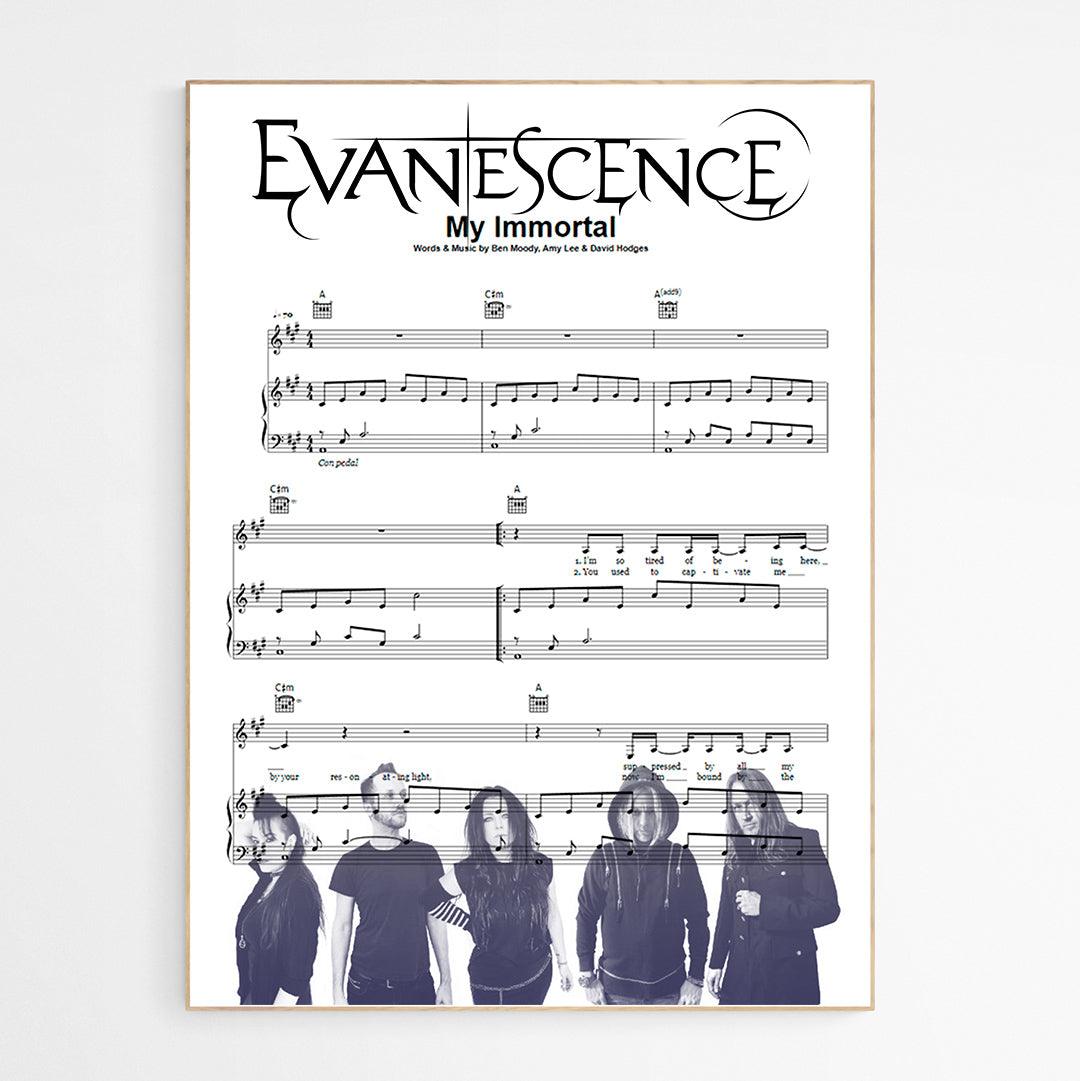 Music is life. And this Evanescence - My Immortal Poster is the perfect way to show your love for both. Featuring the popular alt-rock band, this poster is perfect for your home, office, or studio. With its high-quality printing and simple design, it makes a great addition to any space. Plus, it's a great gift for any music lover in your life.