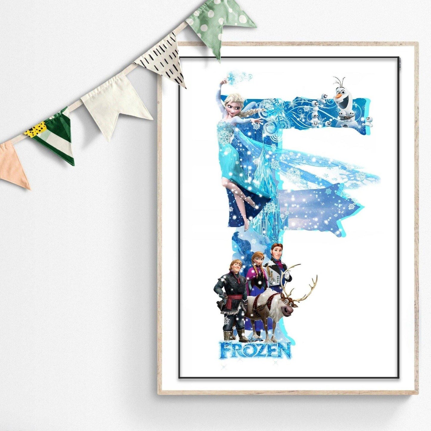 Frozen Movie Poster Disney | Letter F Alphabet Print | Premium Design | Magic Name Wall Princess | Original Super Heroes Ideas | Variety Sizes - 98types
