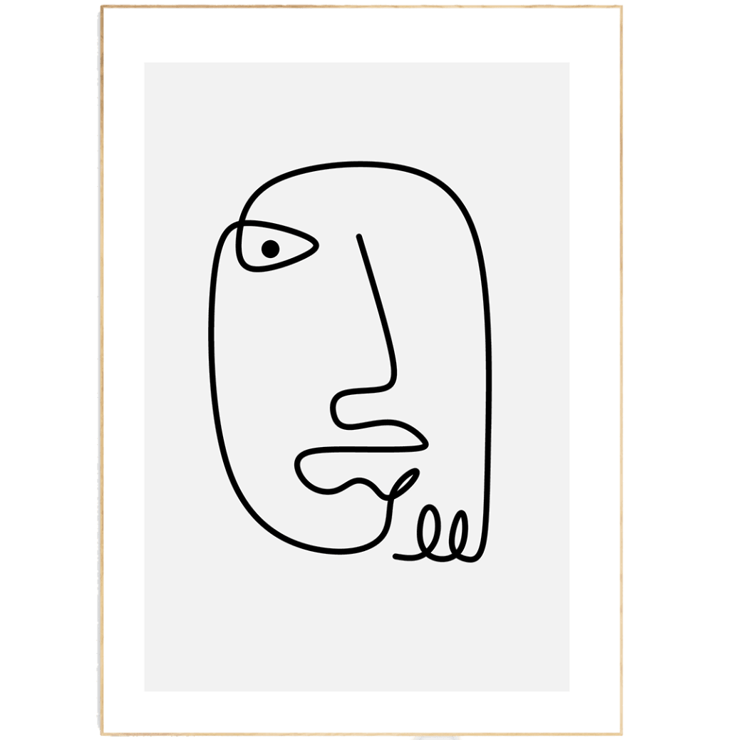 Woman Face Red Line Art Print | Contemporary Minimal Wall Decor