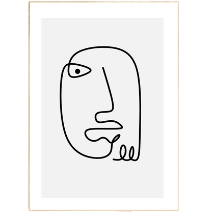 Woman Face Red Line Art Print | Contemporary Minimal Wall Decor