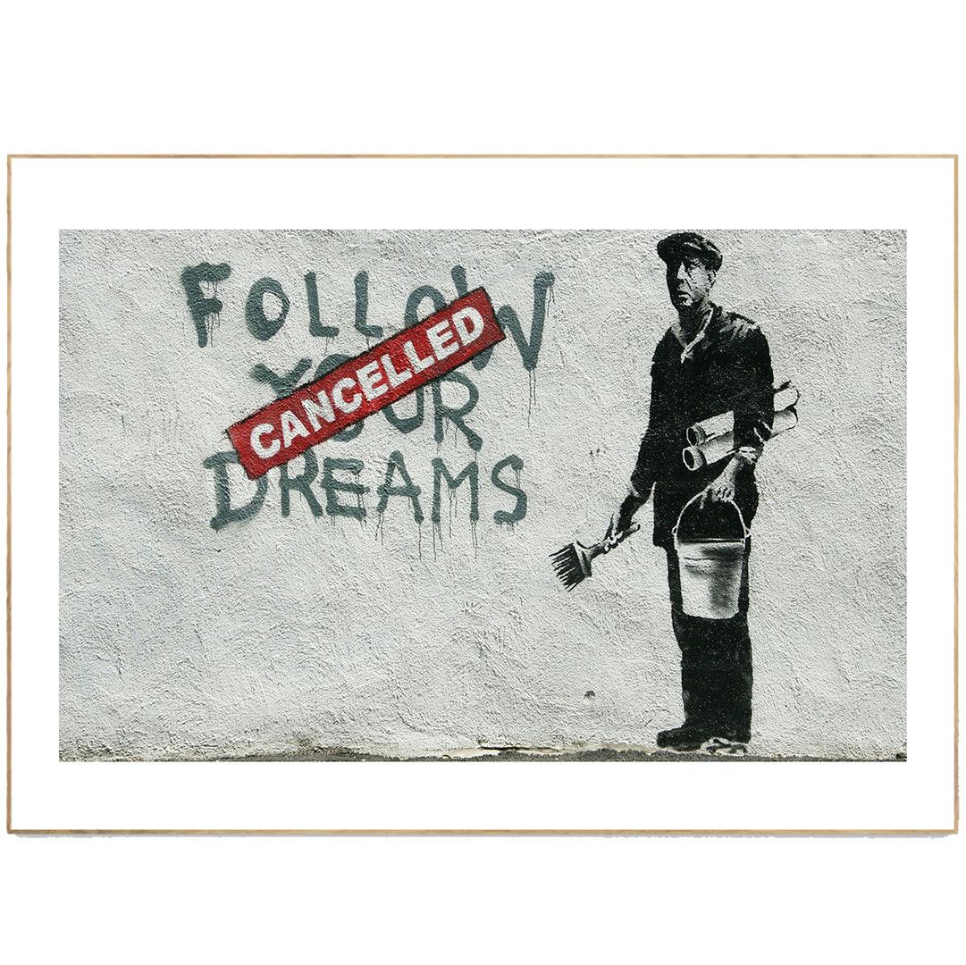 Banksy was a street artist who loved to challenge the status quo. He often used irony and dark humor to make powerful statements about society and politics. This art print is a beautiful and powerful tribute to the artist. It would make a great addition to any art lover's collection.