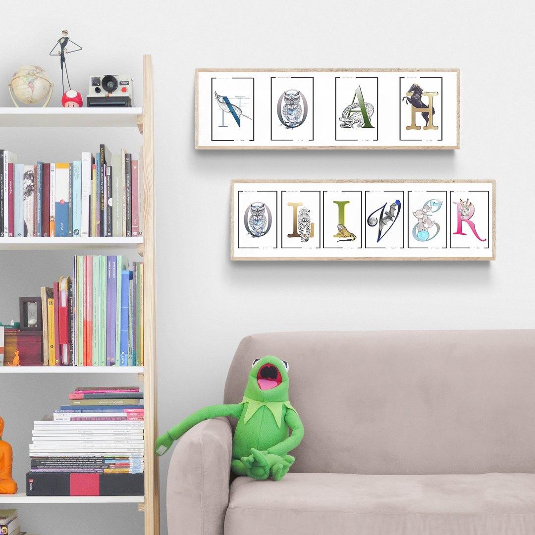 Owl Alphabet Poster | Letter O Print | Fun Characters | Magic Wall Decor Nursery | Custom Original Name | Educational Poster | Variety Sizes - 98types