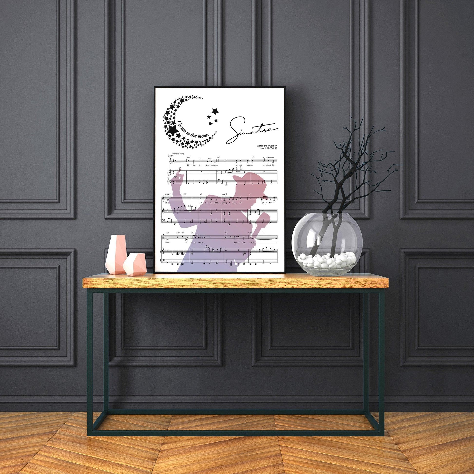 Frank Sinatra - Fly me to the moon Song Print | Song Music Sheet Notes Print Everyone has a favorite song especially Frank Sinatra Print and now you can show the score as printed staff. The personal favorite song sheet print shows the song chosen as the score. 