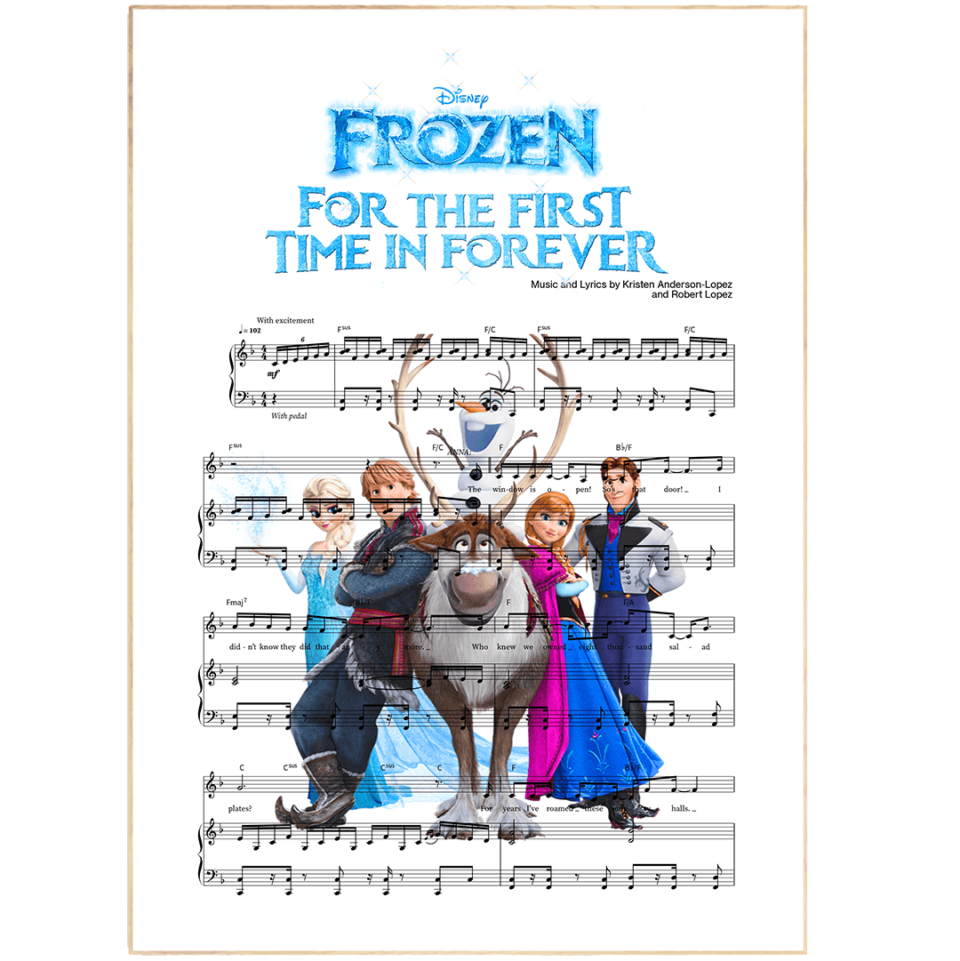 Let your walls do the singing with our Frozen- For the First Time in Forever Poster! Our hand-crafted posters feature your favorite lyrics printed on sturdy, high-quality paper and framed in a unique way to create art-worthy décor you’ll love. It's an awesome way to add a fun, quirky touch to your home!