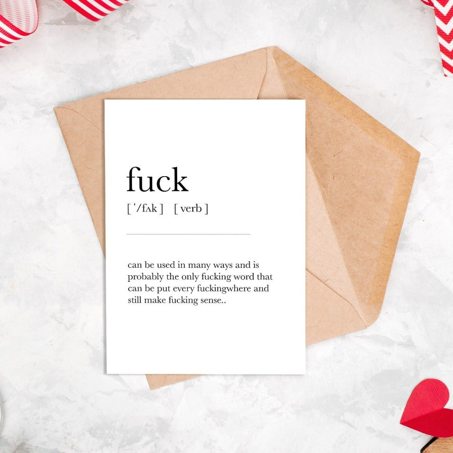 Fuck Definition Print | Funny Typography Poster | Swearing Present Wall Art | Quote Gifts for Friend | Inspirational Poster | Typography Wall Art - 98types