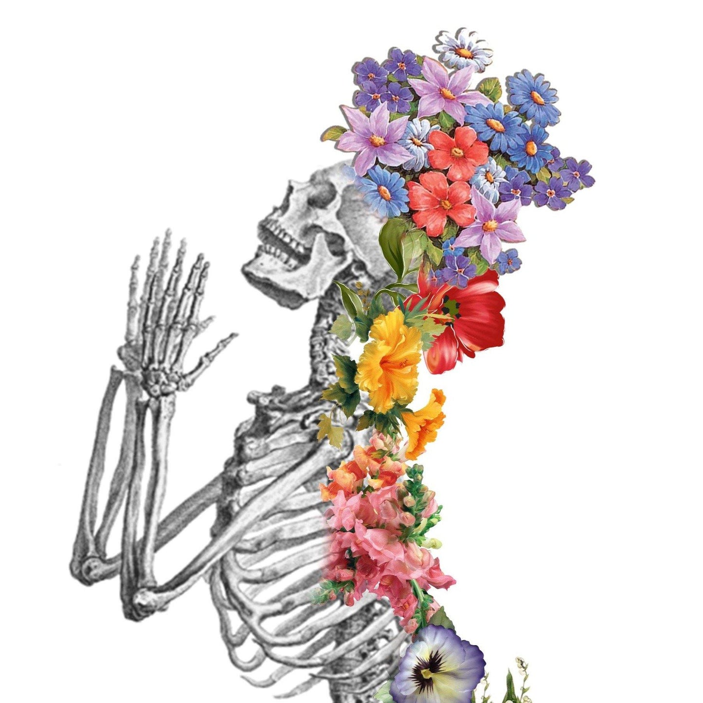 Full Skeleton Anatomical Flowers | Anatomical Body Print | Flower Art Print | Illustration Poster - 98types