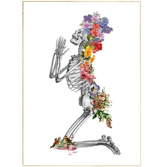 Full Skeleton Anatomical Floral Print - 98types