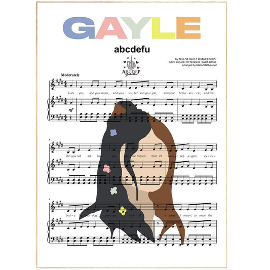 Gayle - Abcdefu Song Print | Song Music Sheet Notes Print Everyone has a favorite song especially Gayle - Abcdefu Print, and now you can show the score as printed staff. The personal favorite song sheet print shows the song chosen as the score. 