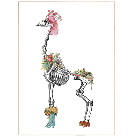 Giraffe Skeleton Anatomical Flowers Print - 98types