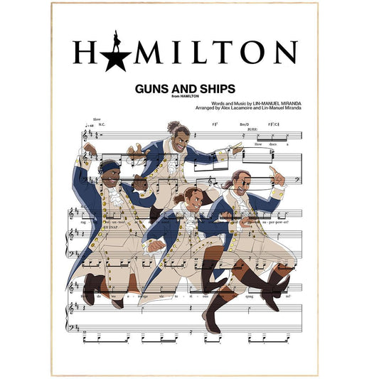 Hamilton ~ Guns and ships Song Music Print | Song Music Sheet Notes Print 