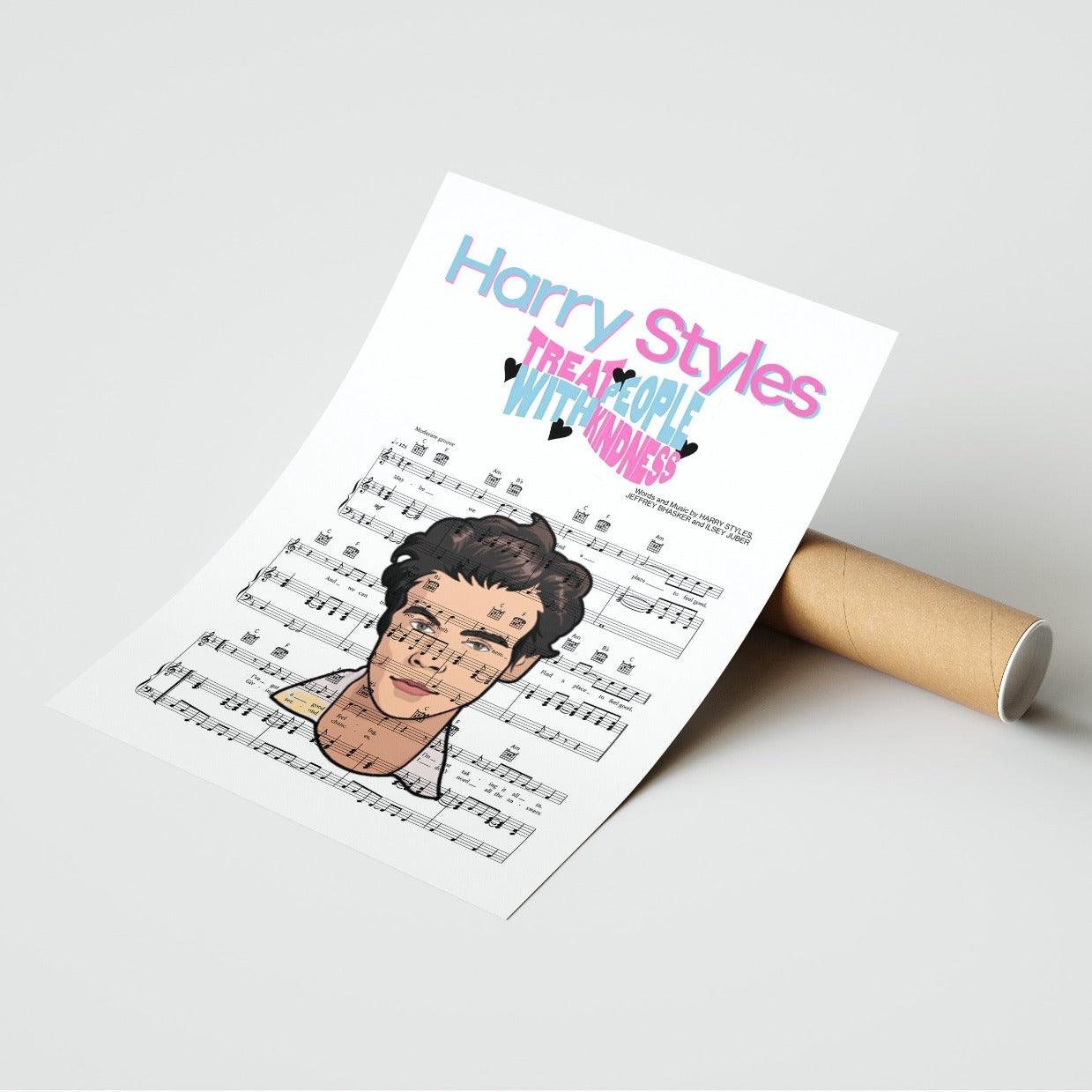 This is the perfect way to show your significant other just how much you care. The Harry Styles - TREAT PEOPLE WITH KINDNESS Poster is a must-have for any fan of the singer. This poster features the lyrics to the song, "Treat People With Kindness", making it a great way to show your love for the song. This poster is perfect for any music lover and is sure to make a great addition to any collection.