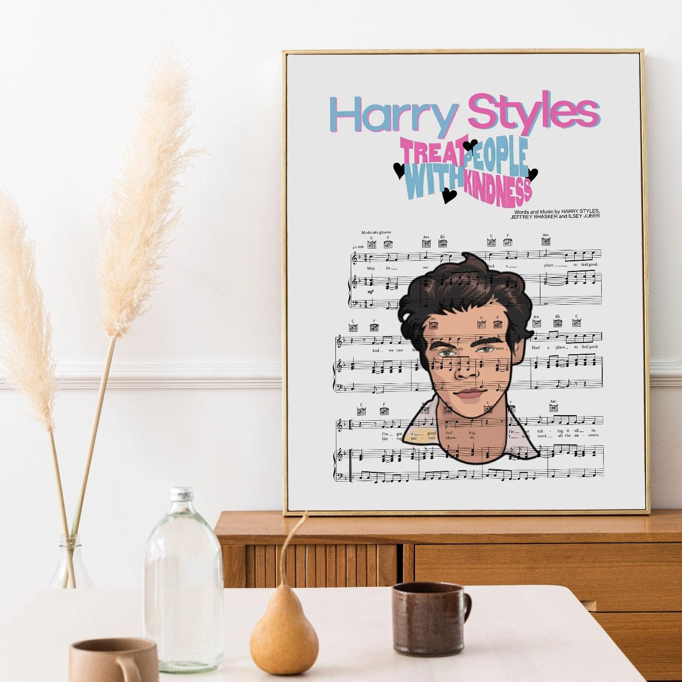 98Types Music have just released their latest Print, Treat people with kindness by Harry Styles. This stylish poster is inspired by the song lyrics and makes a great addition to any music fan's home. Printed on high quality paper, this poster is perfect for framing and will look great on any wall.
