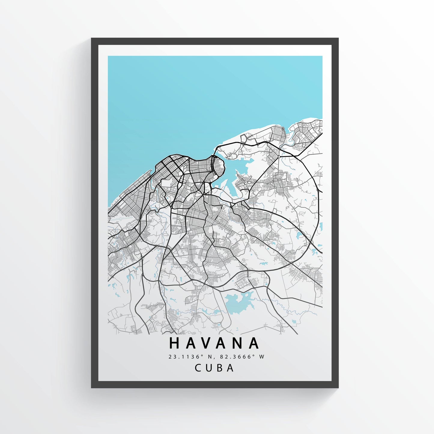 Havana Map Print | Cuba Map Art Poster | Havana City Street Road | Variety Sizes - 98types