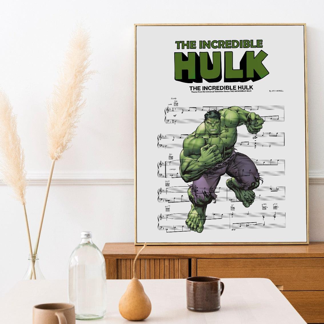 Show off your favorite superhero with this dynamic poster featuring the main theme of The Hulk. This one-of-a-kind piece is artfully crafted with song lyrics from the original soundtrack and provides a unique form of expression to your home decor. Whether it's your favorite movie theme or a special wedding song, this 98Types Music poster captures the essence of your chosen melody and will always keep it alive. Decorate your walls with a piece of music history today!