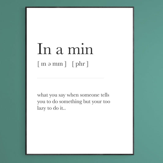 In a Min Definition Print - 98types